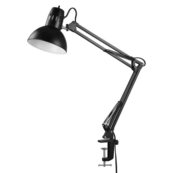 31.5 Inch Multi-Joint Desk Lamp, Metal Clamp Swing Arm Work Light, Adjustable Task Lighting for Desk, Home Essentials Reading Light for Bedside, Office Dcor Accent Lamp for Workspace, Black