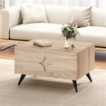 thumbnail image 1 of 31.5 Inch Multi-Storage Coffee Table with 3-Door Cabinet & Open Back Compartment, Modern Lift-Up Top, Natural Wood Texture for Living Room, 1 of 9