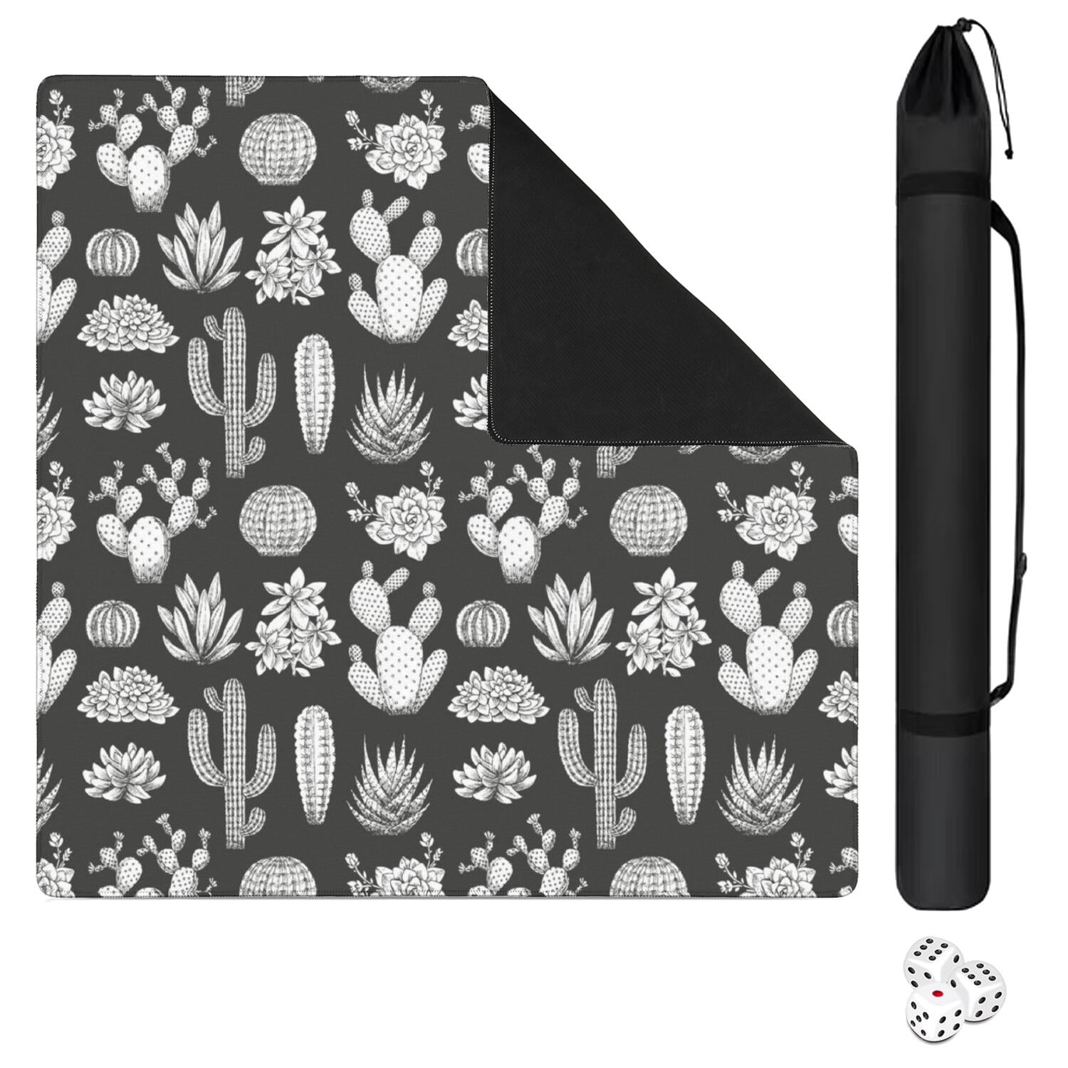 31.5 Inch Plants Style Game Table Mat Constructed from High Quality Rubber with Anti-Slip Non-Skid Surface and Noise Reducing Function for Mahjong Cards Board Games