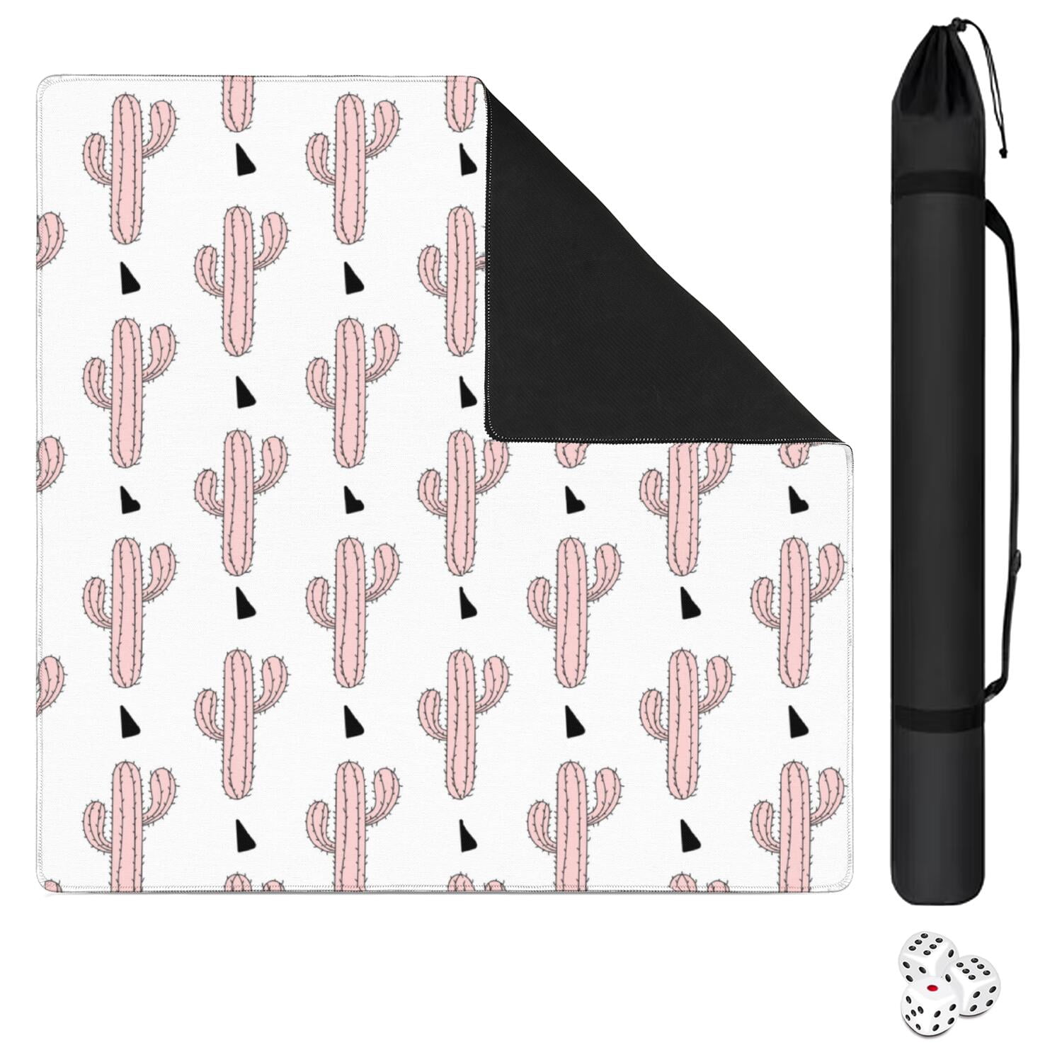 31.5 Inch Plants Style Game Table Mat Constructed from High Quality Rubber with Anti-Slip Non-Skid Surface and Noise Reducing Function for Mahjong Cards Board Games
