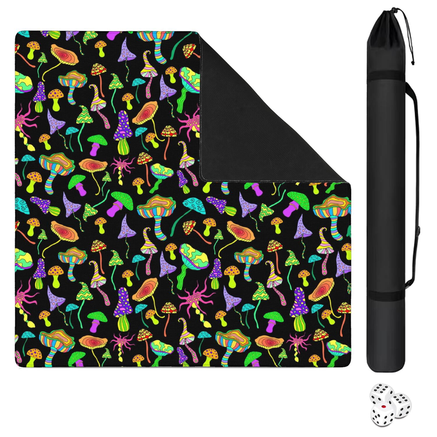 31.5 Inch Plants Style Game Table Mat Constructed from High Quality Rubber with Anti-Slip Non-Skid Surface and Noise Reducing Function for Mahjong Cards Board Games