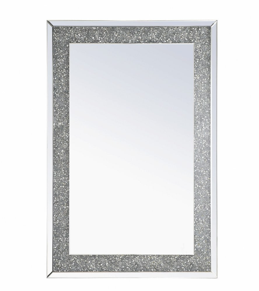 31.5 Inch Rectangular Crystal Mirror with Clear Beveled Border