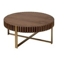thumbnail image 1 of 31.5 Inch Round Coffee Table - Modern Walnut Finish And Metal Construction For Living Room Use Drum 31.5" Base Look For Spaces, 1 of 6