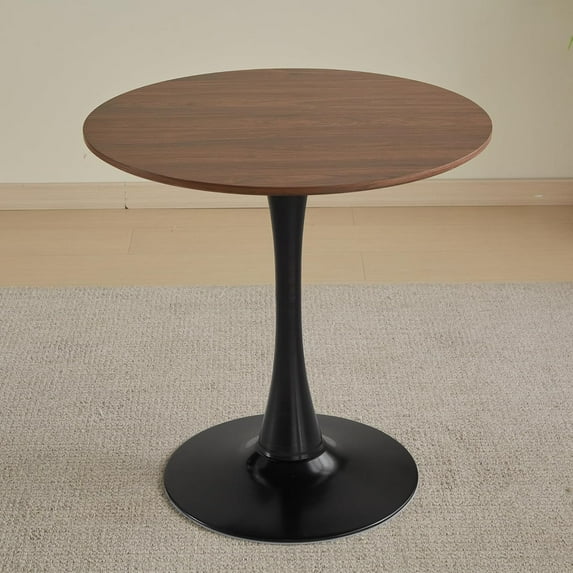 31.5 Inch Round Dining Table,Mid-Century Tulip Table with Metal Pedestal Base,Modern Kitchen Table for Small Leisure Space, Dining Room,Easy Assembly, Walnut Color