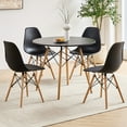 thumbnail image 1 of 31.5 Inch Round Dining Table Set for 4, 5 Piece Compact Mid-century Modern Table Chair Set for Living Room, Kitchen, Apartment, |Plastic Seats|, |Sturdy Wooden Legs||Metal Frame|, Black, 1 of 7