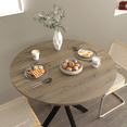 thumbnail image 1 of 31.5 Inch Round Dining Table, Small Circle Kitchen Table with Metal Black Legs for 2-4 People, Modern Dining Room Table for Dining Room/Living Room/Parlor, Brown (Only Table), 1 of 6