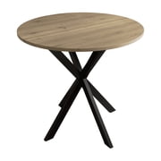 Round Dining Table, Small Circle Kitchen Table with Metal Black Legs for 2-4 people,Modern Dining Room Table, Brown,31.5 Inch only table