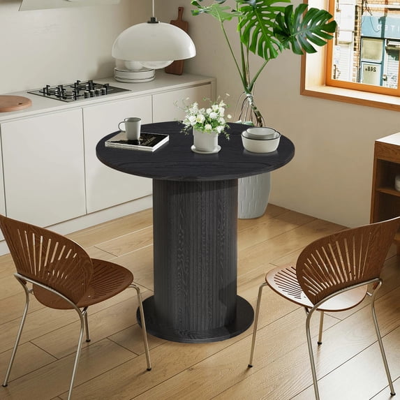 31.5 Inch Round Dining Table Wood for 2, Modern Farmhouse Kitchen Table ...