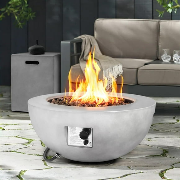31.5-Inch Round Propane Fire Pit Table with Cover - CSA Certified 50,000BTU Outdoor Gas Fire Pits for Patio Backyard Deck