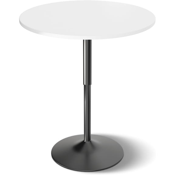 31.5 Inch Round Pub Table Cocktail Table for Dining Room Kitchen Patio Bar, 27.5"- 36" Height-Adjustable, Bar Height Pub Table High Top Table with Metal Pole and Base, White