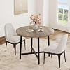 31.5 Inch Small Round Dining Table for 2, One-Piece Industrial Wood Kitchen Table, Space-Saving Farmhouse Table for Apartment and Small Spaces, Table Only,Gray