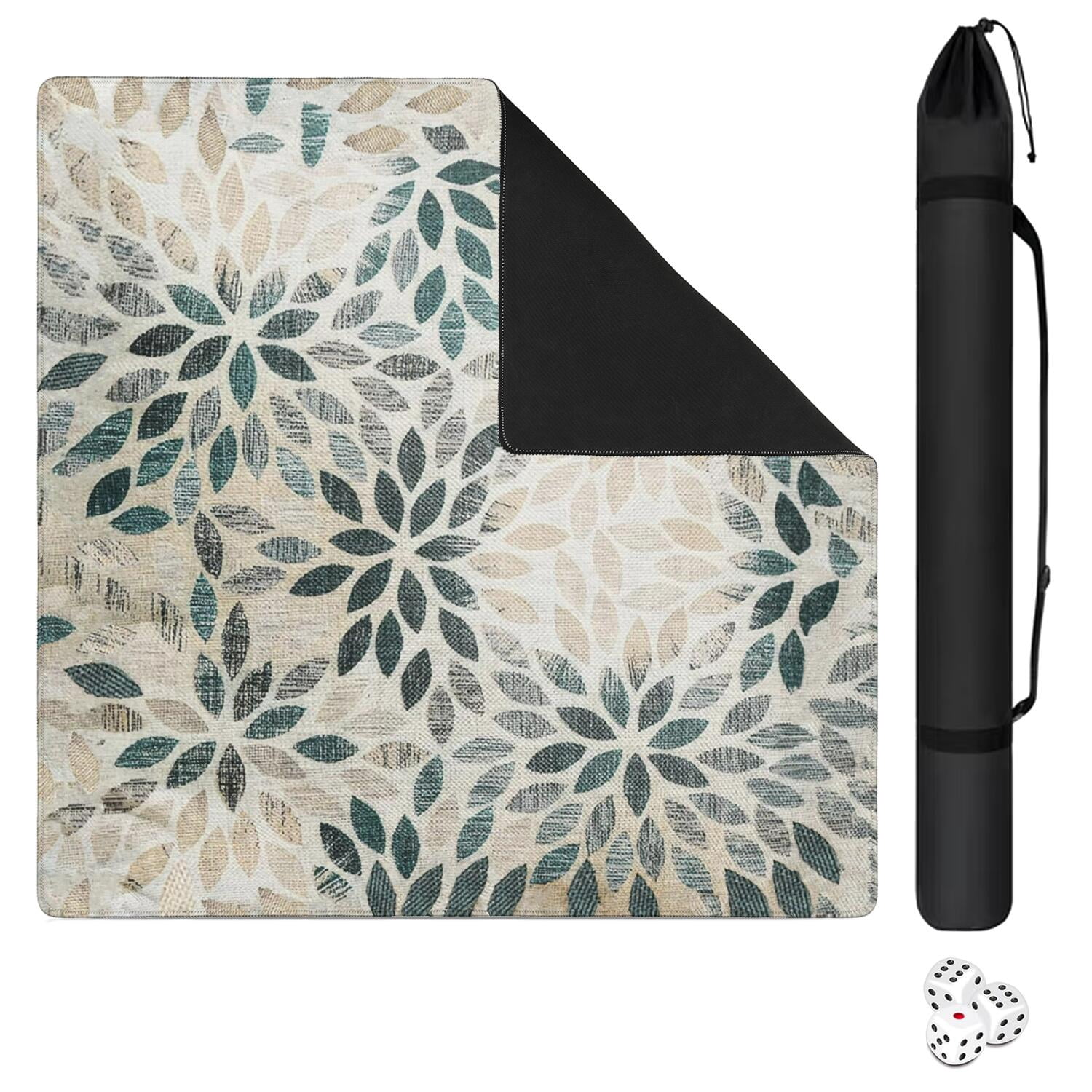 31.5 Inch Square Boho Style Mat Made of Rubber with Anti-Slip Surface and Noise Dampening Properties for Mahjong Card Games Board Games Tiles
