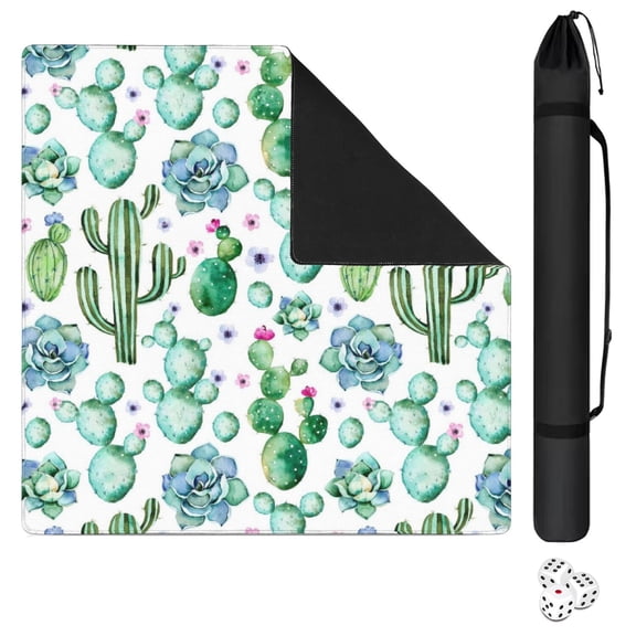 31.5 Inch Square Botanical Game Mat Made of Premium Rubber Material Featuring Anti-Slip Non-Skid Texture and Noise Reduction Features for Tiles Card Games
