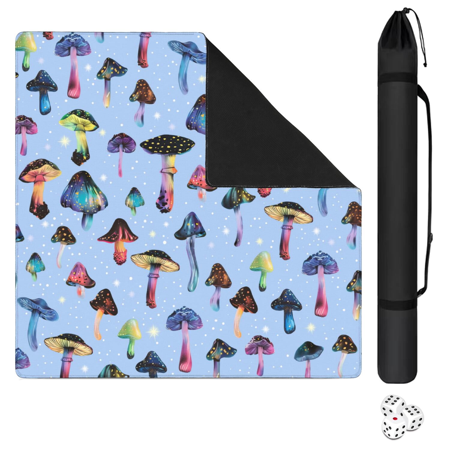 31.5 Inch Square Botanical Style Mahjong Pad Made of Durable Rubber with Anti-Slip Surface and Noise Reduction Features for Board Games