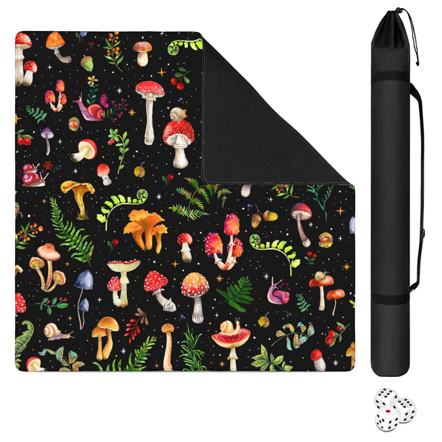 31.5 Inch Square Botanical Style Mahjong Pad Made of Durable Rubber with Anti-Slip Surface and Noise Reduction Features for Board Games