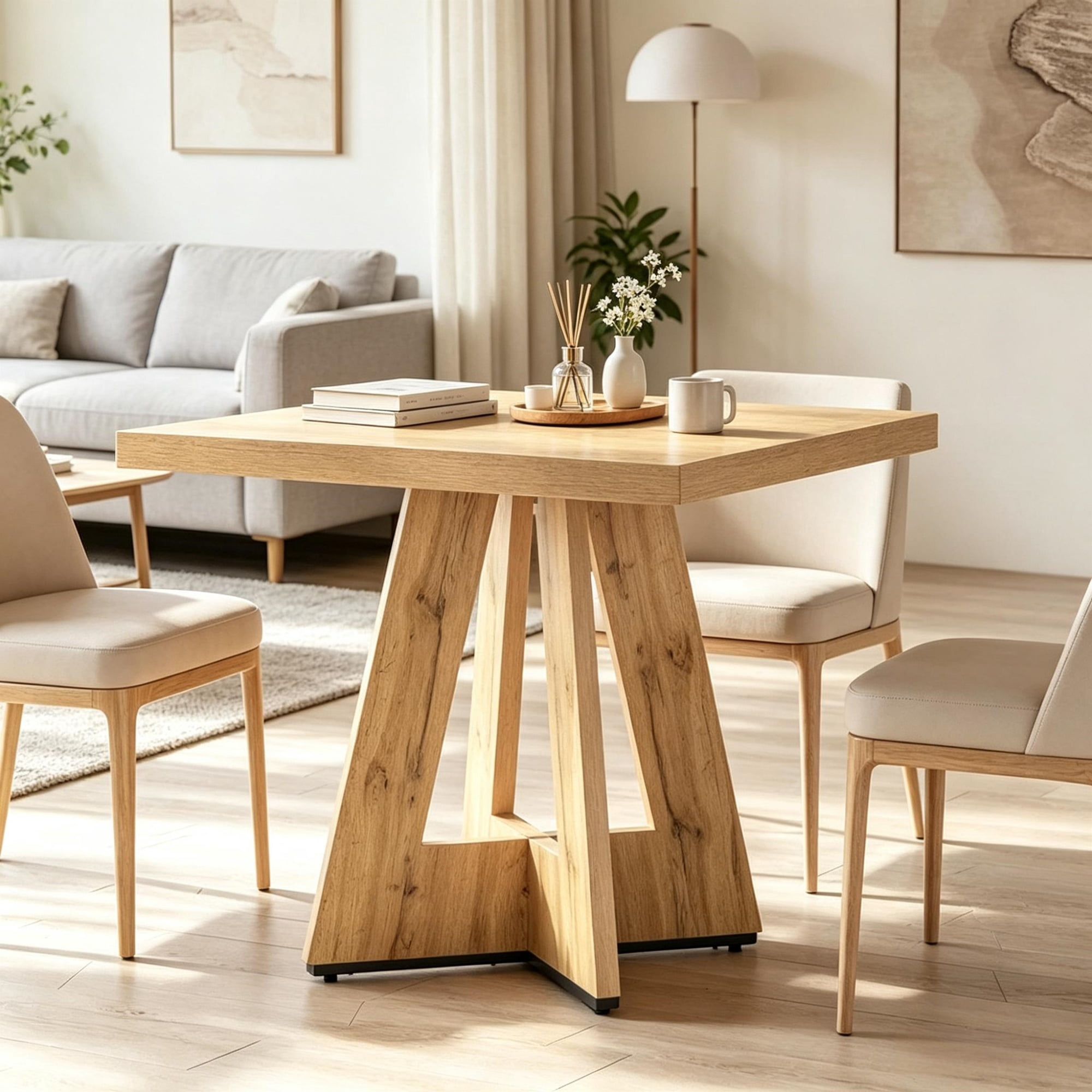 31.5 Inch Square Dining Table for 2 to 4 People, Compact Kitchen Dinner Table
