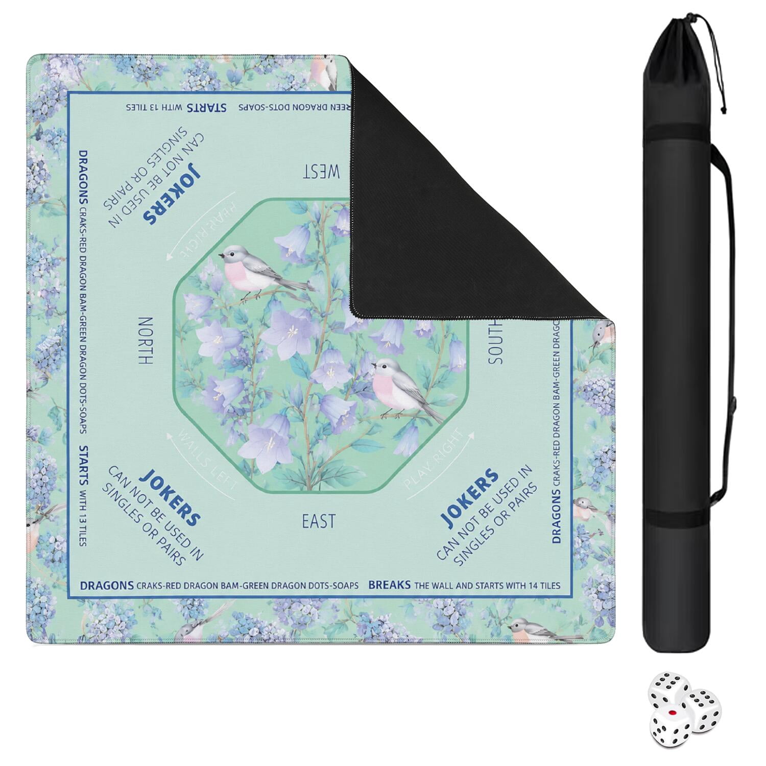 31.5 Inch Square No‑Crease mahjong mat, Roll‑Away Portable American ...
