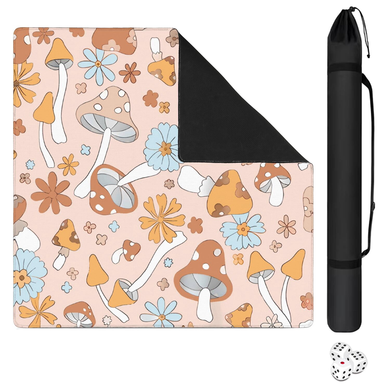 31.5 Inch Square Plants Design Mahjong Mat Constructed from Durable Rubber with Anti-Slip Non-Slip Grip and Noise Reducing Properties for Board Games