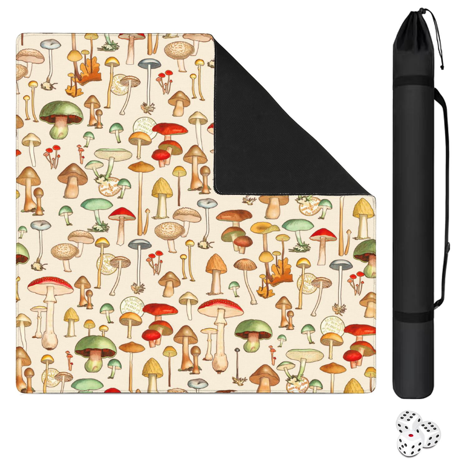 31.5 Inch Square Plants Pattern Game Mat Constructed from Rubber with Anti-Slip Backing Grip and Noise Dampening Qualities for Mahjong Board Games Card Games