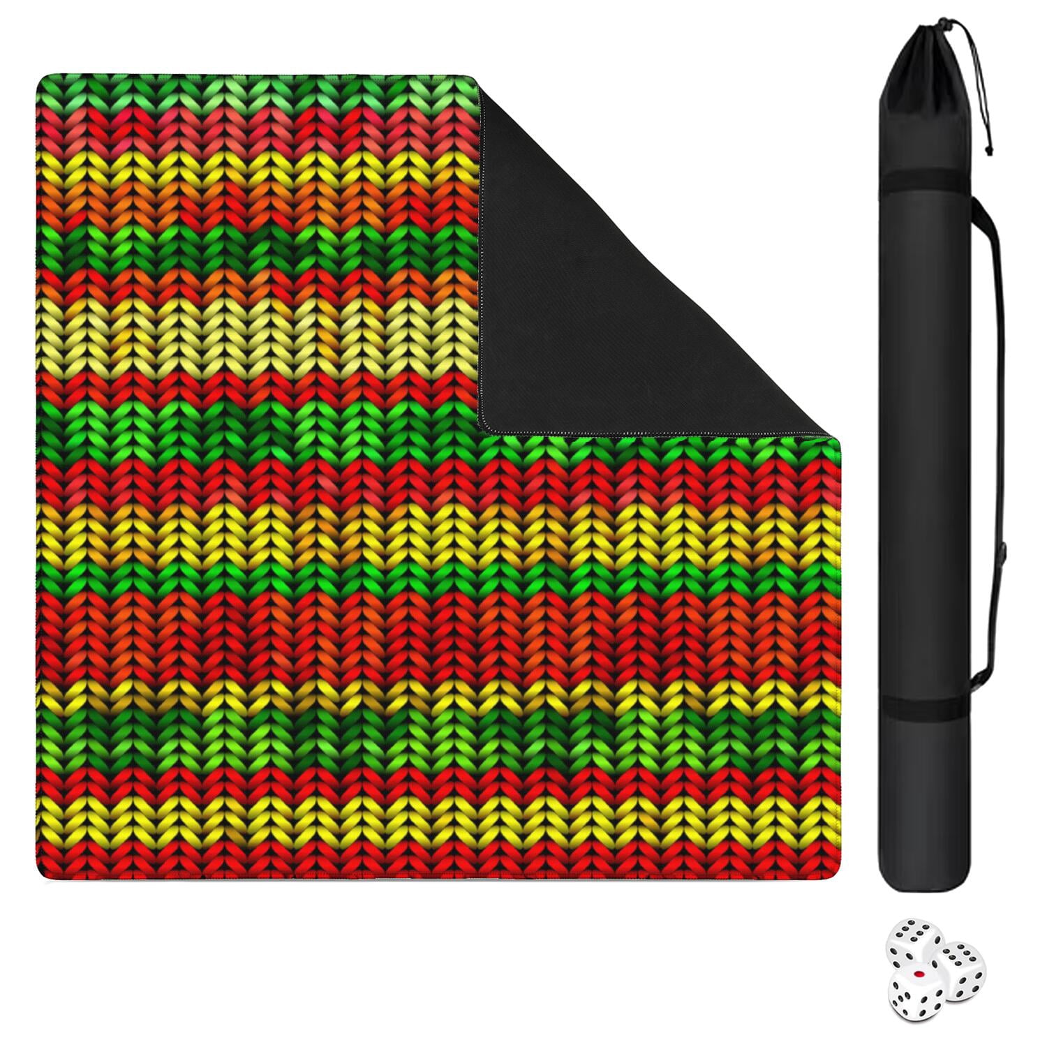 31.5 Inch Square Plants Pattern Game Mat Constructed from Rubber with Anti-Slip Backing Grip and Noise Dampening Qualities for Mahjong Board Games Card Games