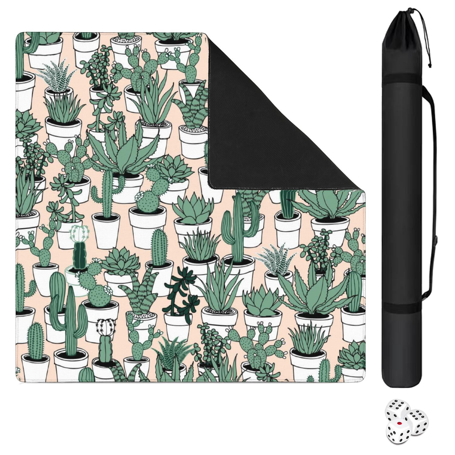 31.5 Inch Square Plants Pattern Game Mat Constructed from Rubber with Anti-Slip Backing Grip and Noise Dampening Qualities for Mahjong Board Games Card Games