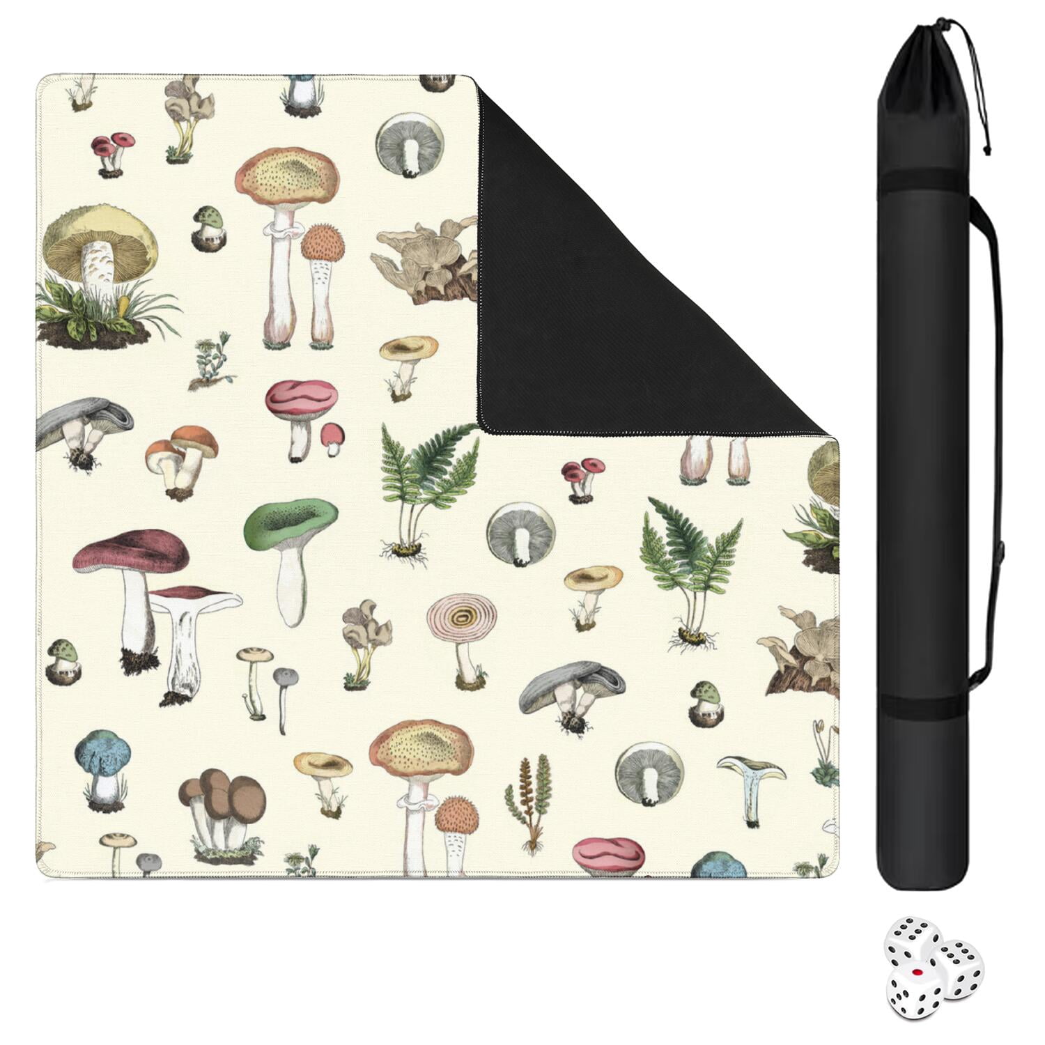 31.5 Inch Square Plants Pattern Game Mat Constructed from Rubber with Anti-Slip Backing Grip and Noise Dampening Qualities for Mahjong Board Games Card Games
