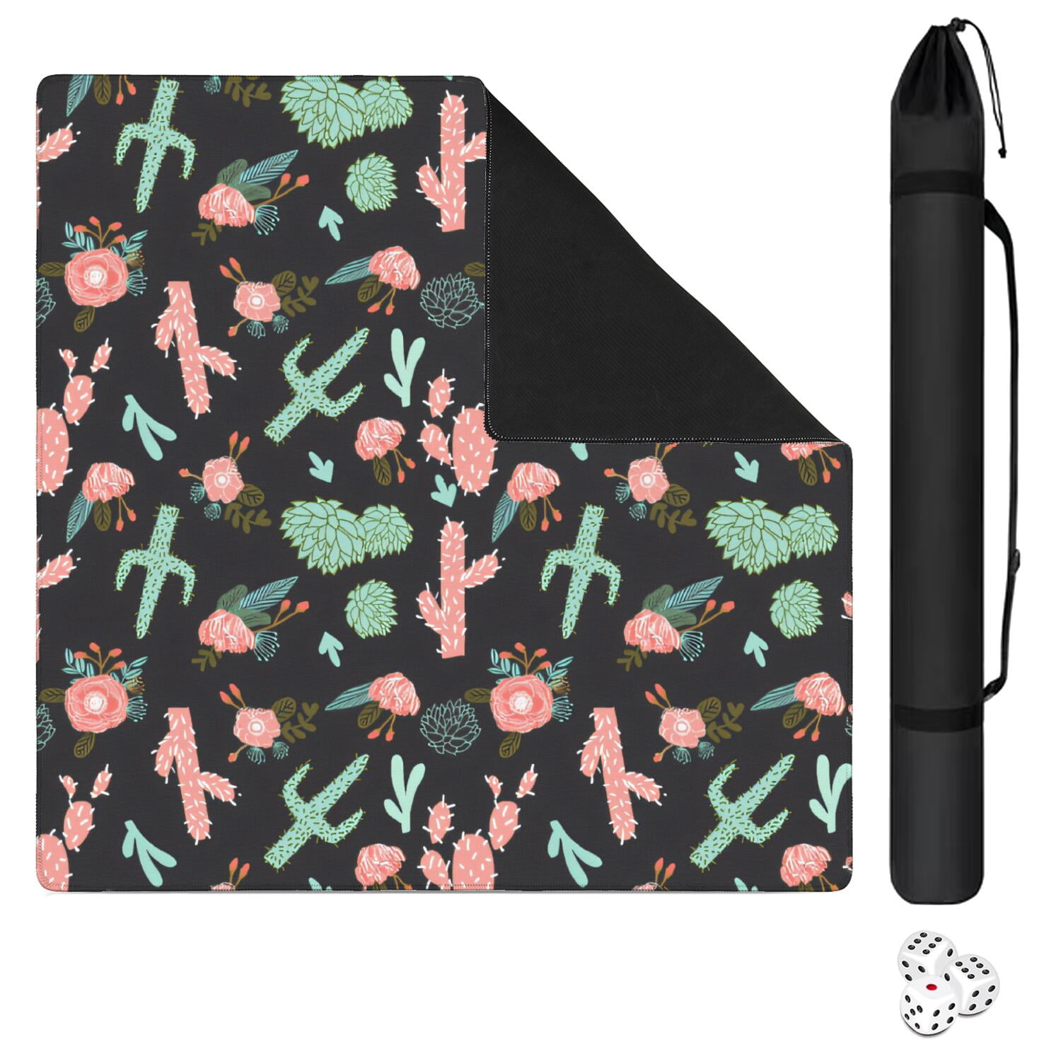31.5 Inch Square Plants Style Game Table Mat Made of High Quality Rubber with Anti-Slip Properties and Noise Reducing Technology for Multi-Game Use