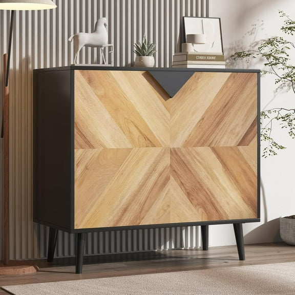 31.5 Inch Storage Cabinet with Shelf & Doors, Modern Sideboard Buffet with Storage, Free Standing Accent Cabinet for Dining Room, Living Room, Entryway