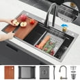 thumbnail image 1 of Waterfall Drop-In Kitchen Sink for Workstation, Stainless Steel Single Bowl Kitchen Sink with Faucet, 31.5 x 18 inch, 1 of 8