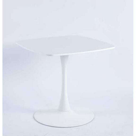 31.5 Inch White Square Dining Table Seats 2-4 Persons Mid-Century Modern Tulip Table with Sturdy Metal Pedestal Base 0.71 Thickened MDF Top for Small Space Apartment Kitchen Bistro & Office