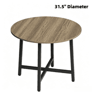 31.5" Industrial Round Dining Table for 4-6 People, Wooden Dinner Table with Heavy Duty Metal Frame, Large Circle Kitchen Dining Table, No Chairs - Pear Wood