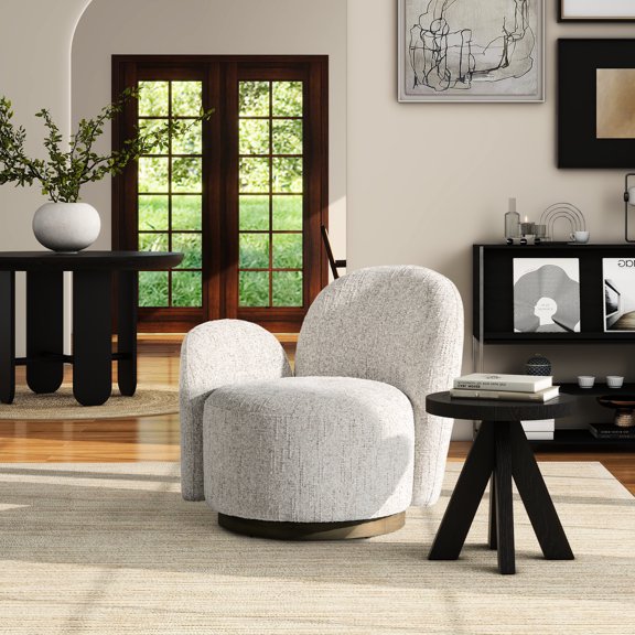 31.5" LAF, Chenille Material - Natural Wood Swivel Base - Various Seating Setups - Stylish Look