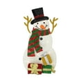 thumbnail image 1 of 31.5" Lighted Plush Tinsel Snowman with Gift Christmas Yard Art Decoration, 1 of 3