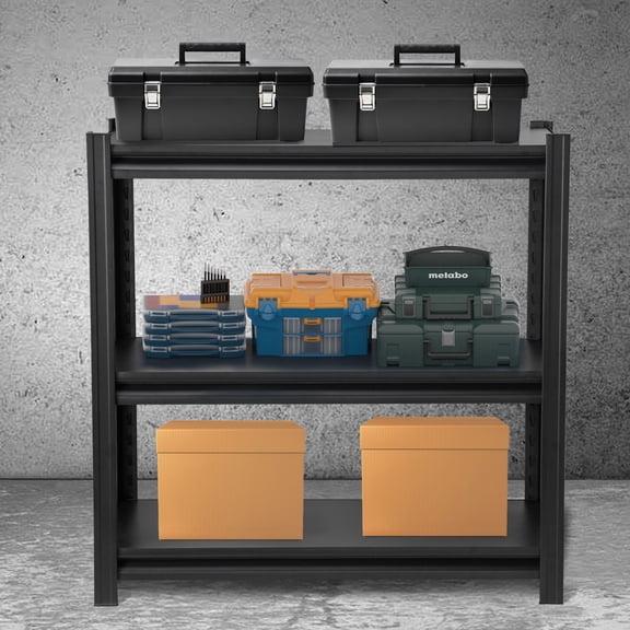 31.5" Metal Shelving Adjustable Kitchen Storage Rack Storage Shelf, Black