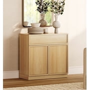 31.5" Modern Sideboard Buffet Cabinet with 2 Doors and Drawer, Multifunctional Sideboard with Large Storage and Adjustable Shelf, Oak