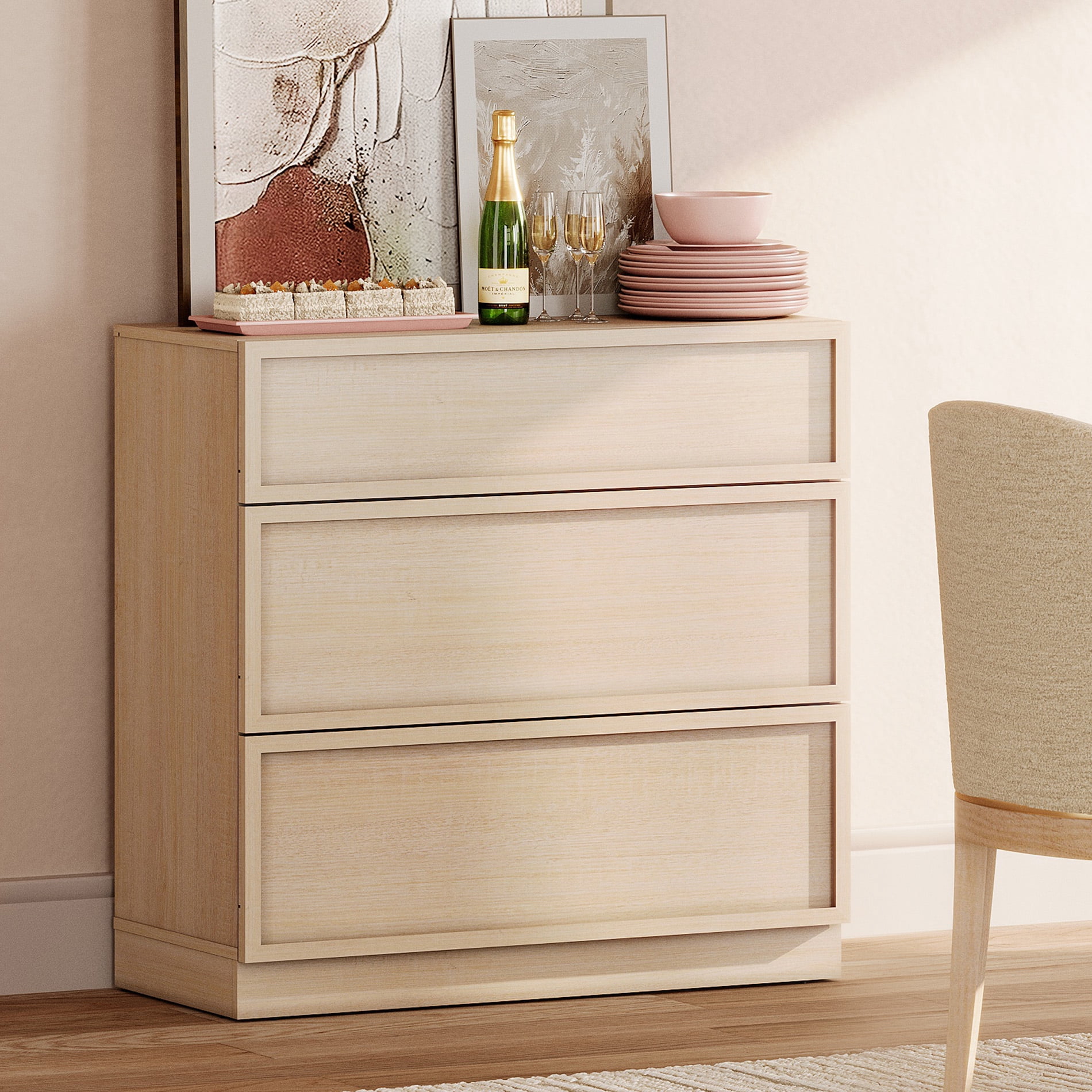 31.5" Modern Sideboard Buffet Cabinet with 3 Drawers, Multifunctional Sideboard with Large Storage and Adjustable Shelf