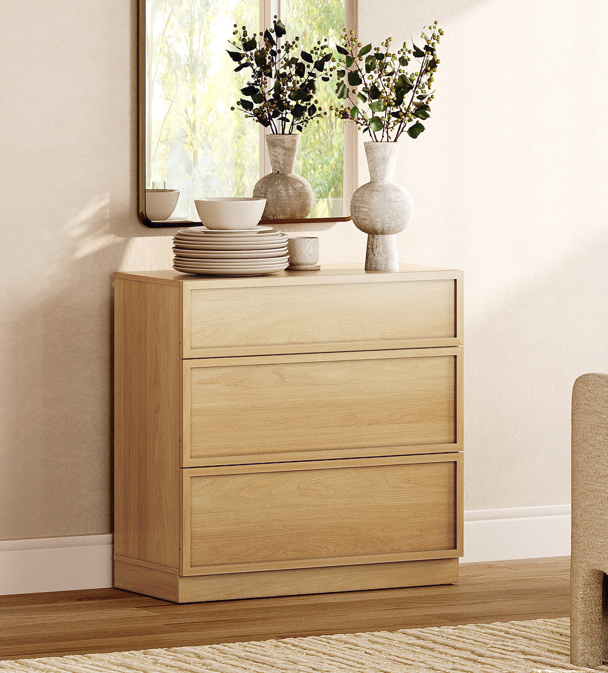 31.5" Modern Sideboard Buffet Cabinet with 3 Drawers, Multifunctional Sideboard with Large Storage and Adjustable Shelf