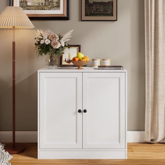 31.5" Modular Storage Cabinet with Drawer and Glass Door, 4-in-1 TV Stand or Sideboard Set for Living Room, Entryway, White