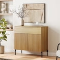 thumbnail image 1 of 31.5" Reeded Accent Cabinet with 2 Doors and Drawer, Modern Credenza Storage Cabinet with Metal Legs for Living Room, Kitchen, Dining Room, Hallway, 1 of 8