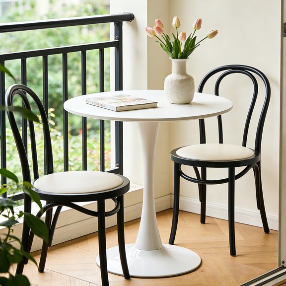 31.5'' Round Coffee Table, Modern Dining Table with Matte Finish for 2 People, Simple Design Side Table
