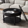 thumbnail image 1 of 31.5'' Round Coffee Table with Storage Flip Top, Modern 2-Tier Circle Center Tables with Adjustable Feet, Accent Side Coffee Table for Living Room, Black, 1 of 7