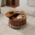 31.5" Round Coffee Table with Storage, Fluted Lift Top Center Table, Modern Flip-top Curved Table for Living Room, Walnut