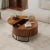 31.5" Round Coffee Table with Storage, Fluted Lift Top Center Table, Modern Flip-top Curved Table for Living Room, Walnut
