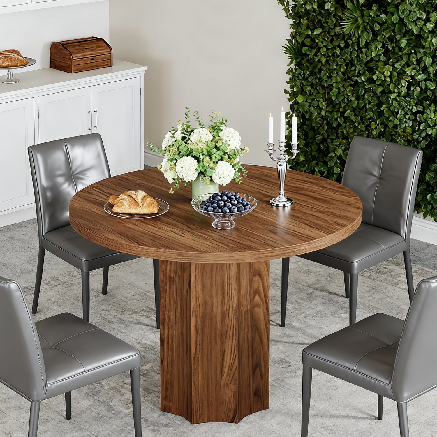 31.5" Round Dining Table For 2, Small Round Kitchen Table With Sturdy ...