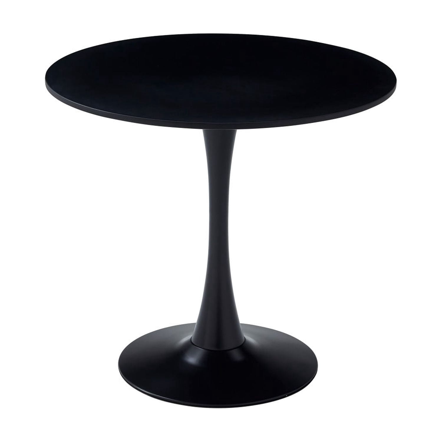 31.5" Round Dining Table, Modern Black Tulip Base Table with MDF Top & Matte Iron Pedestal, Mid Century Kitchen Table, Small Space Coffee Table for Living Room, Apartment & Home Office