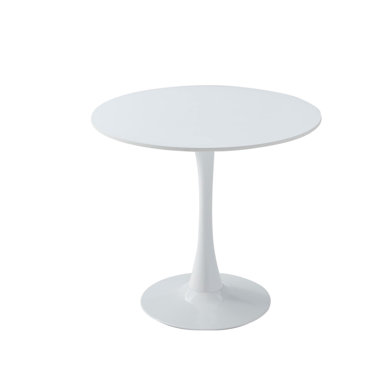 31.5" Round Dining Table, Modern White Tulip Base Table with MDF Top & Matte Iron Pedestal, Mid Century Kitchen Table, Small Space Coffee Table for Living Room, Apartment & Home Office