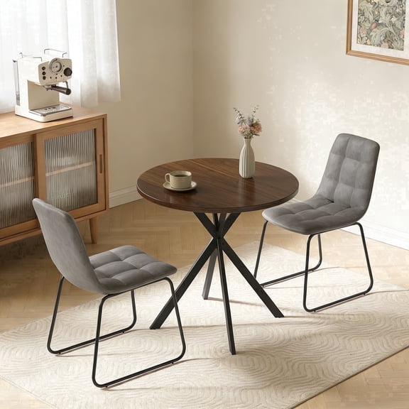 31.7" Round Dining Table Set for 2,3-Piece Modern Round Dining Set,Small Dinette Sets for Living Room, Dining Room, Kitchen
