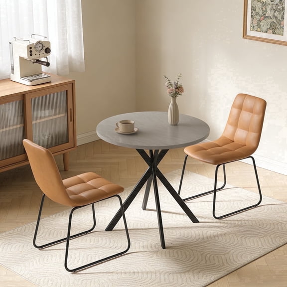 31.7" Round Dining Table Set for 2,3-Piece Modern Round Dining Set,Small Dinette Sets for Living Room, Dining Room, Kitchen