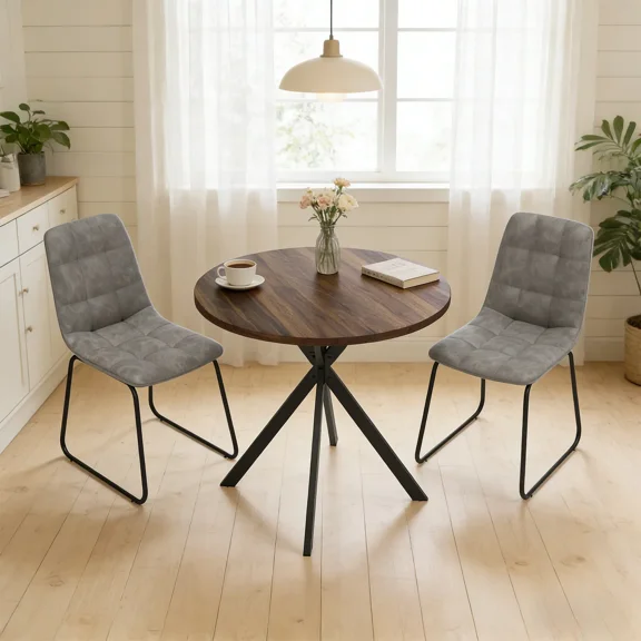 31.5" Round Dining Table Set for 2,3-Piece Modern Round Dining Set,Small Dinette Sets for Living Room, Dining Room, Kitchen
