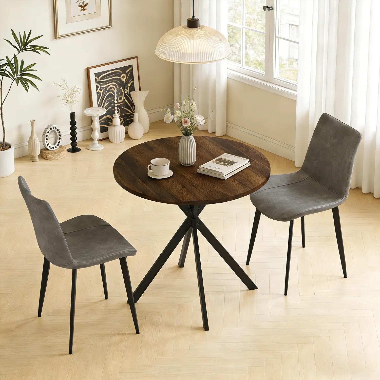 31.5" Round Dining Table Set for 2,3-Piece Modern Round Dining Set ...